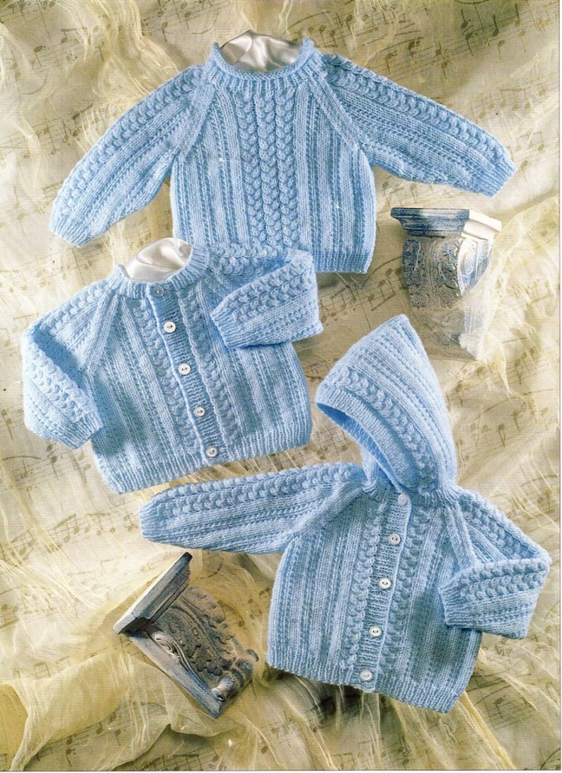 Baby cable sweater cardigan hooded jacket knitting pattern pdf | Etsy