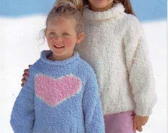 Girls Heart Motif Sweater Knitting 
