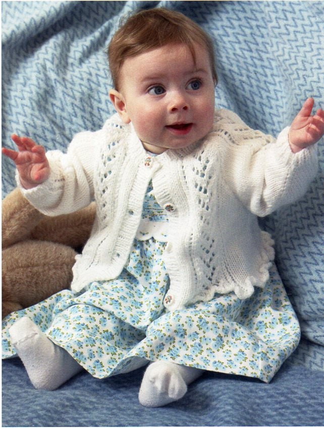 Vintage Baby Girl Cardigan Sweater Knitting Pattern Pdf Baby Etsy UK
