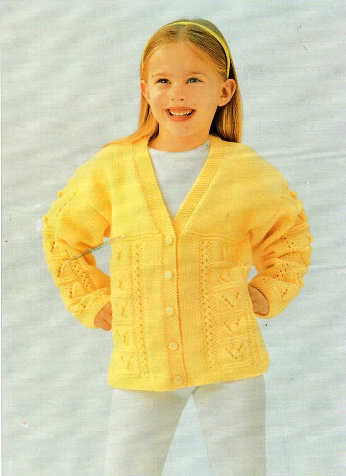 Childrens Cardigan Knitting Pattern Pdf Download Girls V Neck Etsy