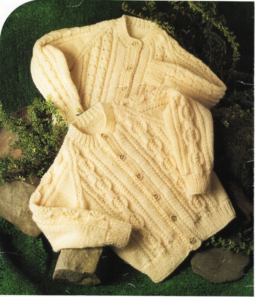 Childrens Aran Cardigan Knitting Pattern Pdf Childs Cable Jacket 2028