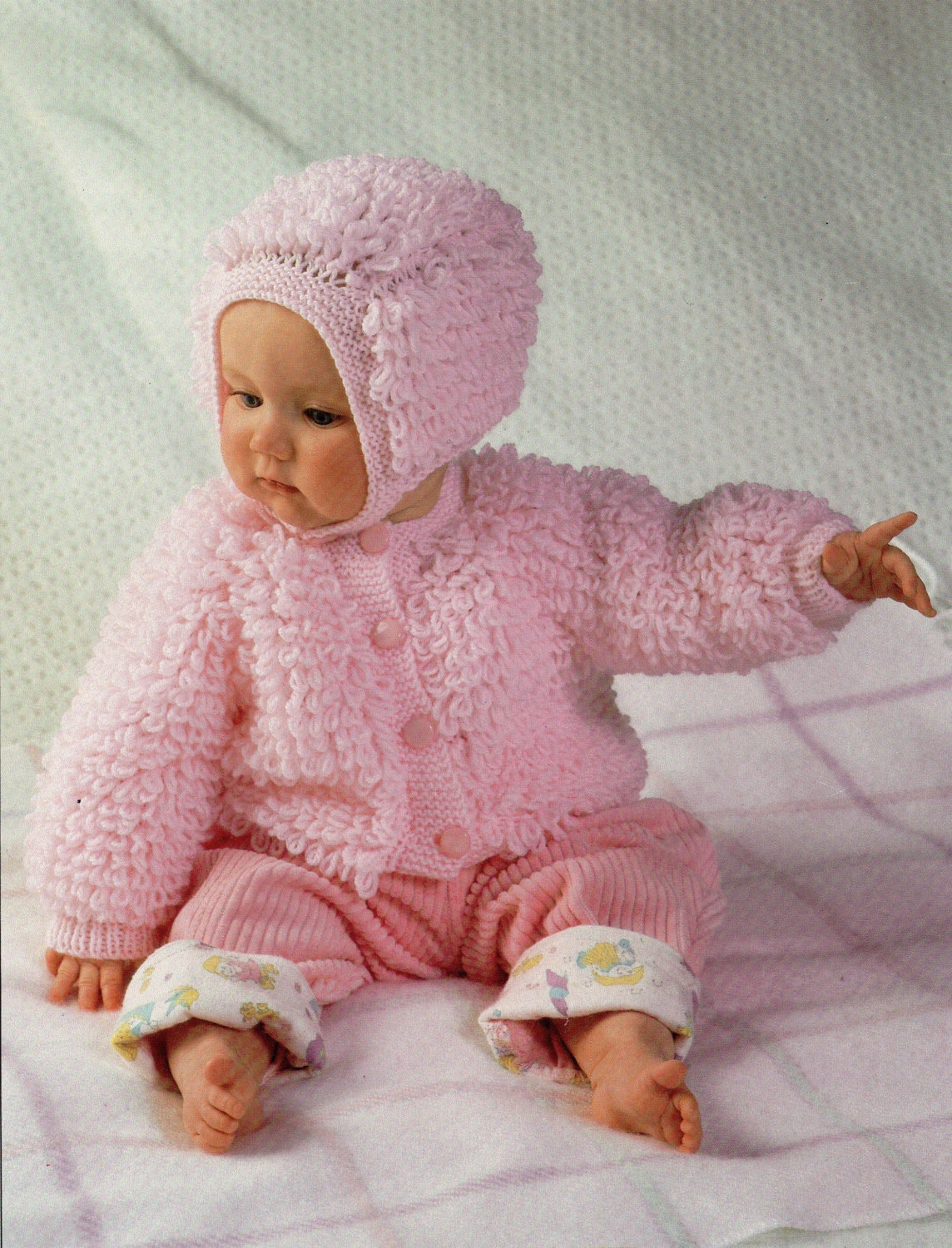 Baby Knitting Pattern Baby Loop Stitch Cardigan Baby Etsy
