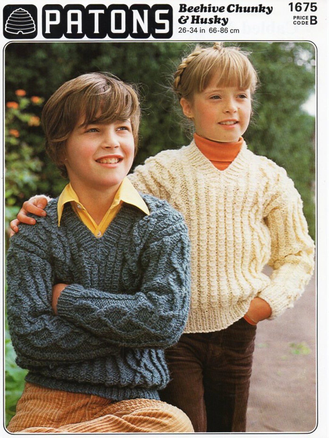 Vintage Childrens Aran Sweater Knitting Pattern PDF Chunky - Etsy UK