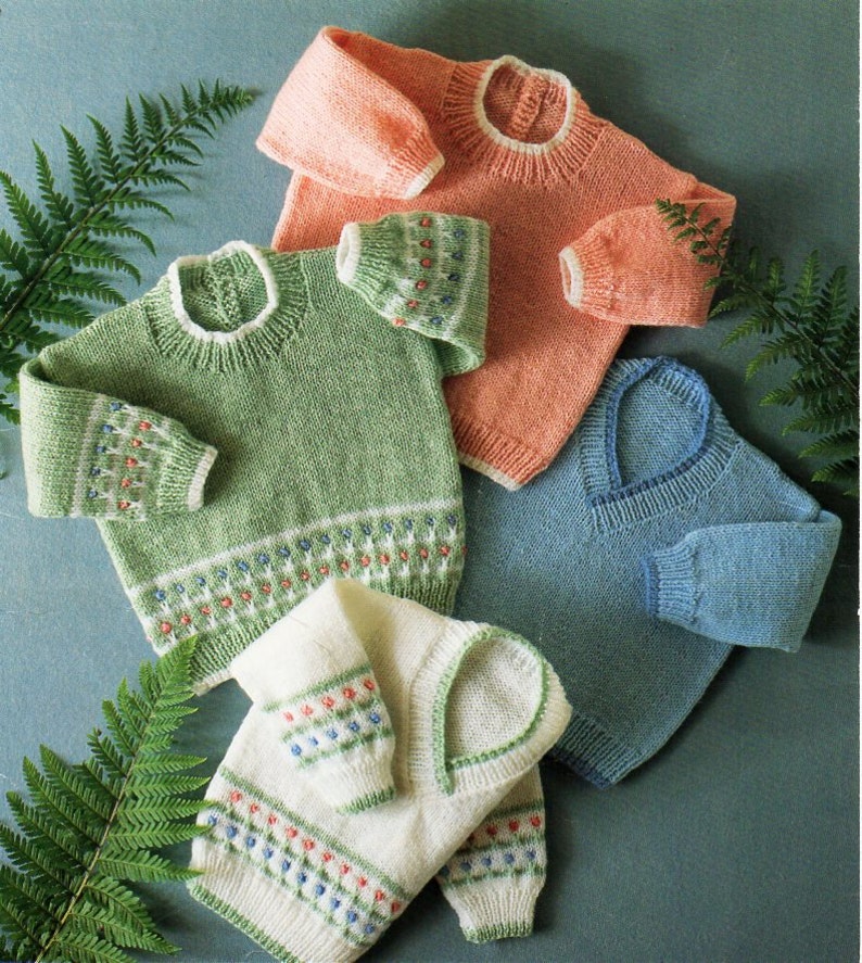 Baby Childs DK Sweaters Knitting Pattern Pdf Flower Pattern Etsy UK