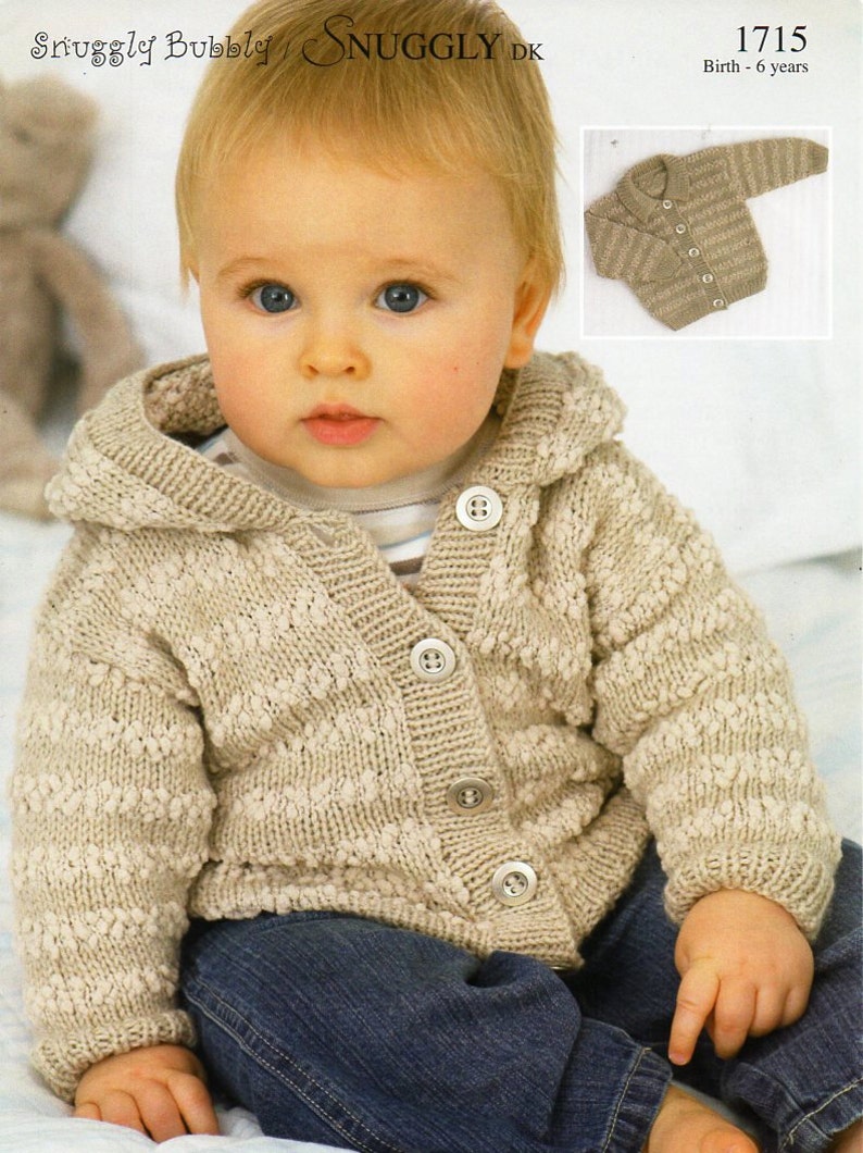 Baby / Childs Hooded Jacket Knitting Pattern Pdf DK & Nub Baby Etsy UK