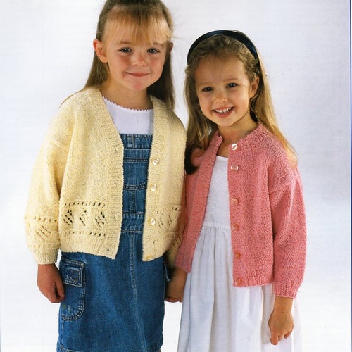 Girls Cardigan Knitting Pattern Pdf DK Childrens Lacy Jacket - Etsy UK