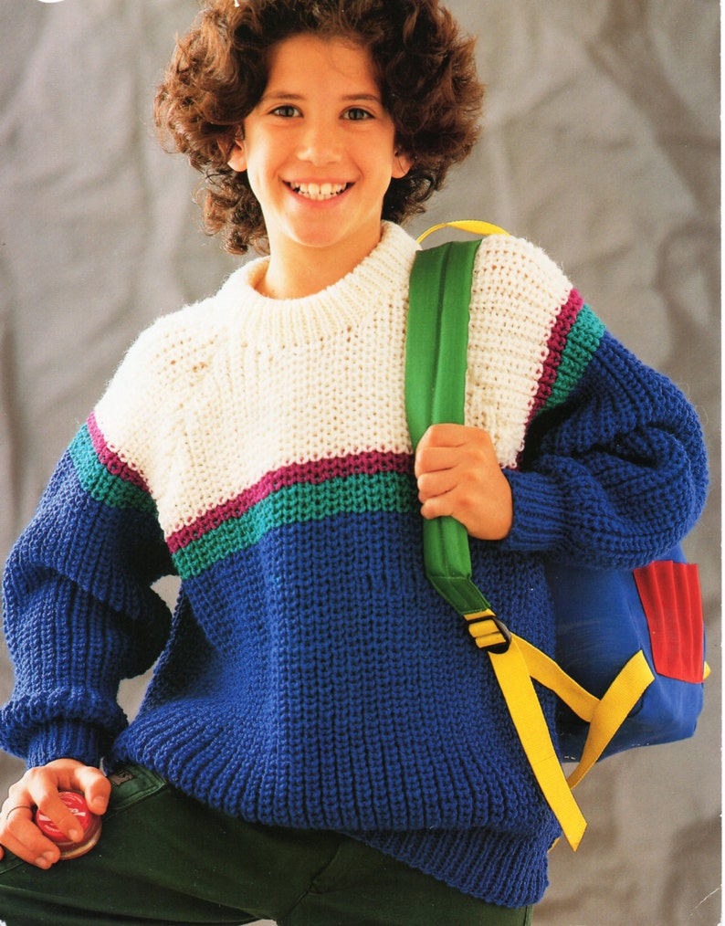 Childrens fishermans rib sweater knitting pattern pdf ribbed Etsy