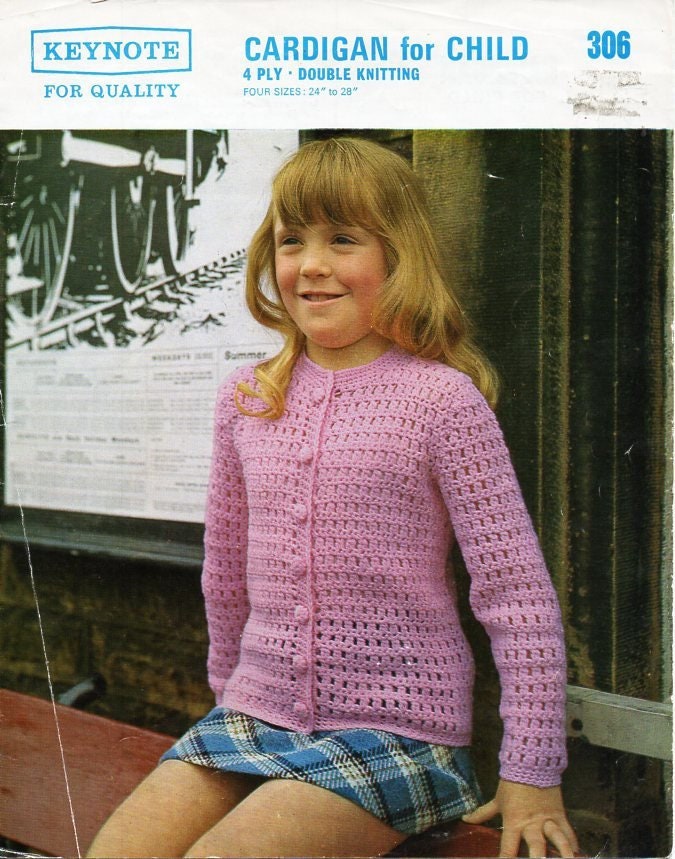 Vintage Childrens Crochet Cardigan 