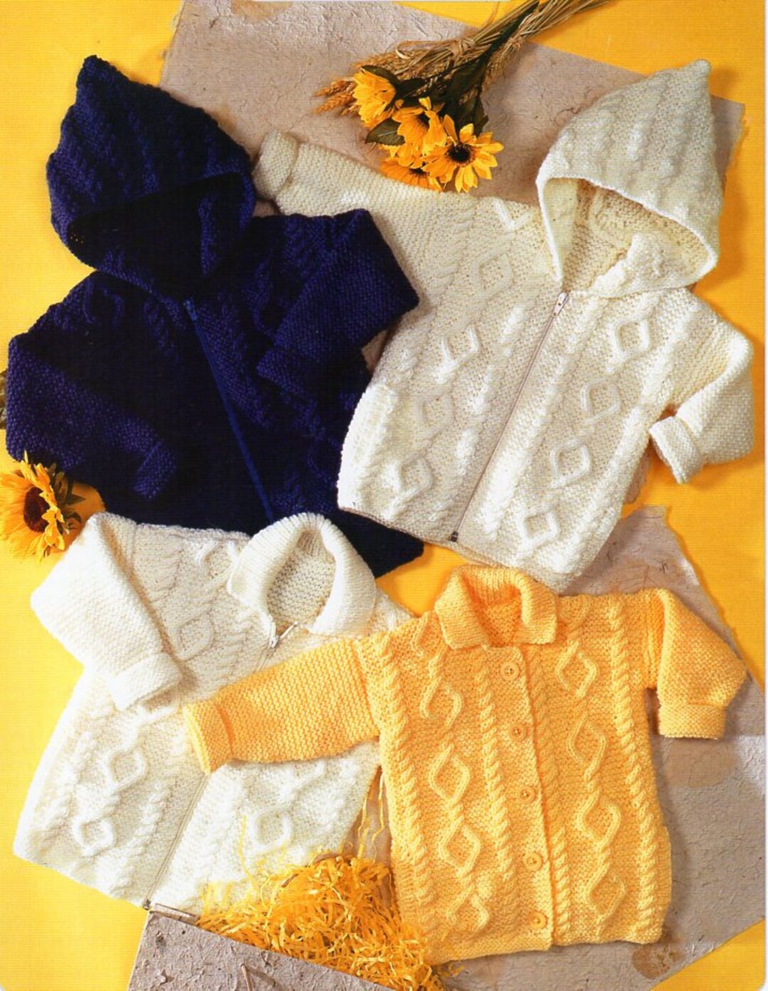 Childrens Hooded Aran Jacket Knitting Pattern Pdf Childs Cable Etsy UK