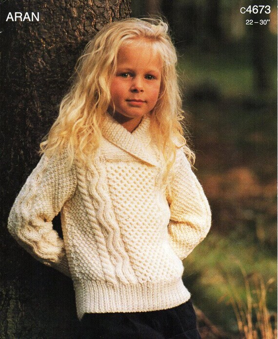 childrens aran jumper knitting patterns