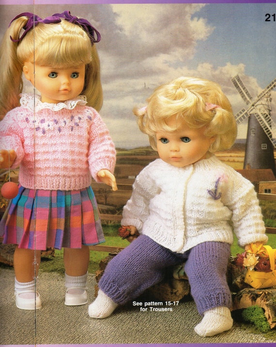 8ply or DK COPY doll knitting pattern DOLL SET 18/" /& 20/" dolls