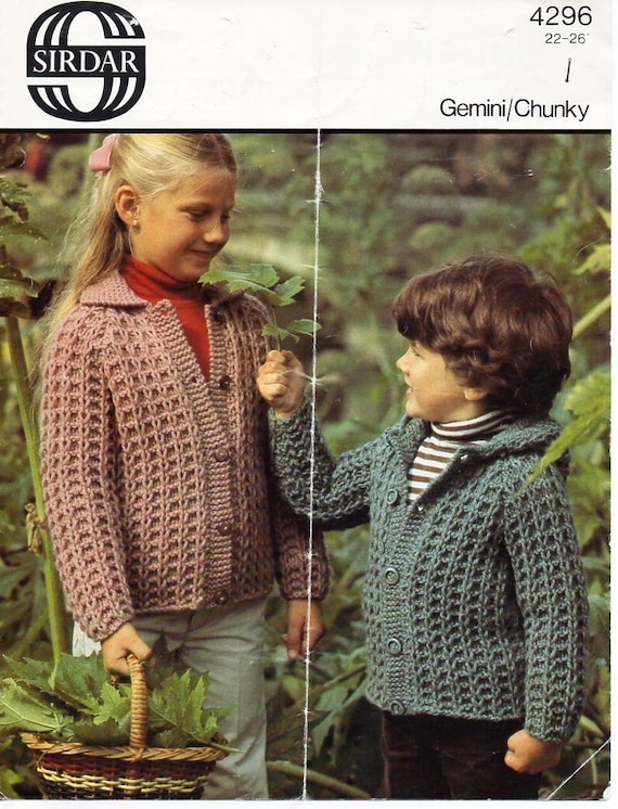 childrens jacket knitting pattern pdf childs chunky cardigan with hood or collar 22 26