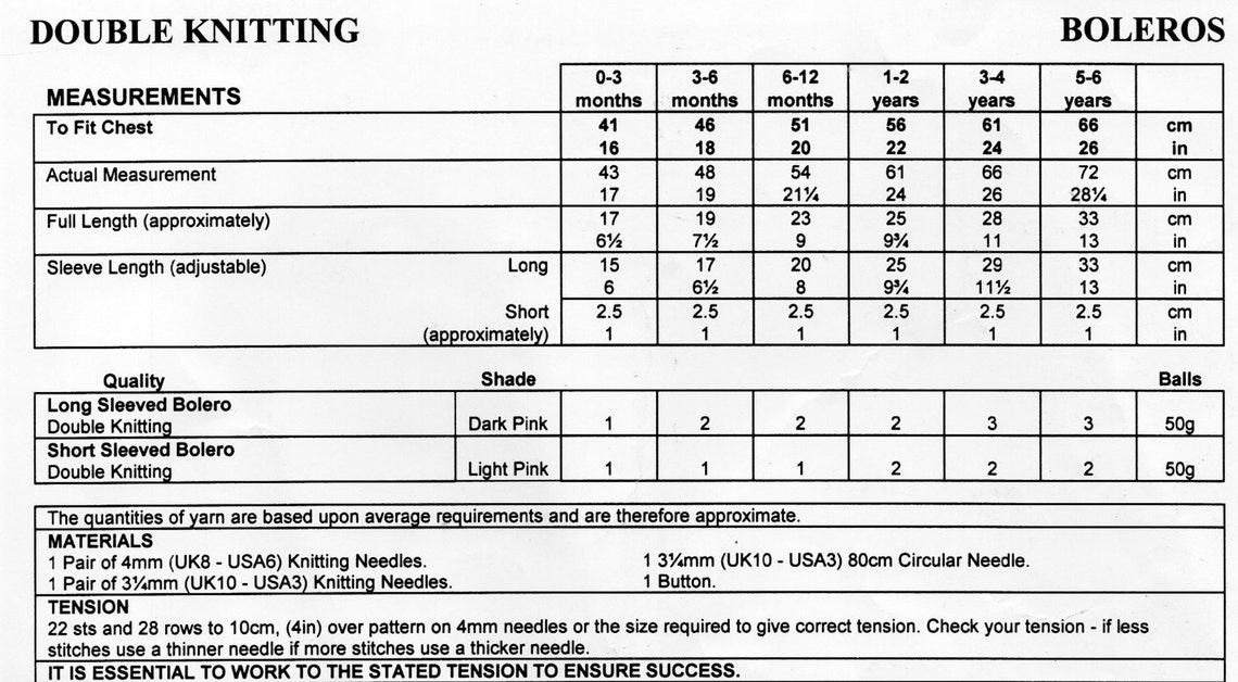 Baby Boleros Knitting Pattern Childs Bolero Girls Bolero Short Etsy UK