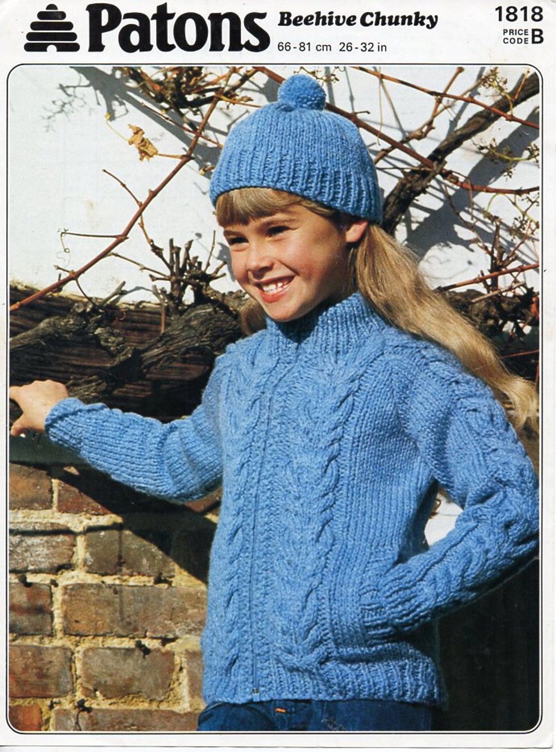 Childrens Aran Zipper Jacket Hat Knitting Pattern Pdf Chunky - Etsy UK