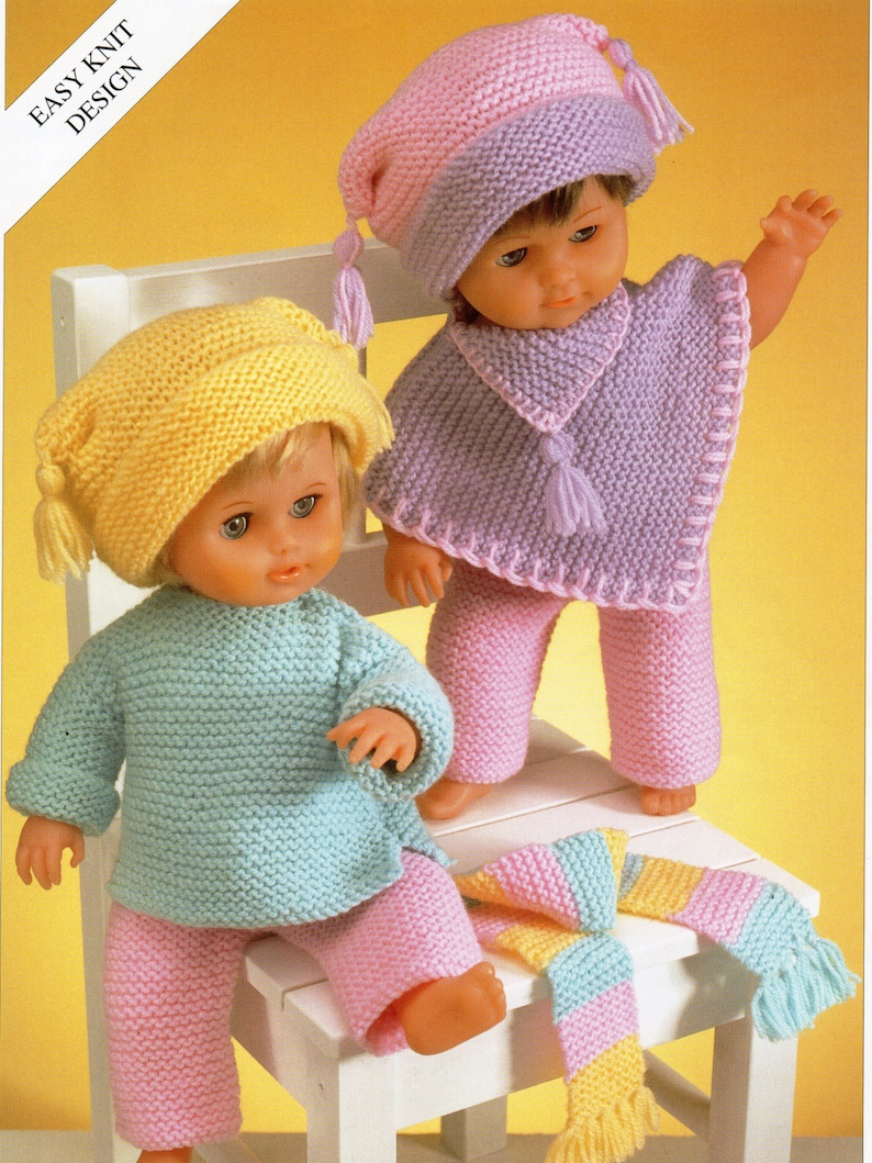 Baby Dolls Knitting Pattern Baby Dolls Set trouser suit poncho Etsy