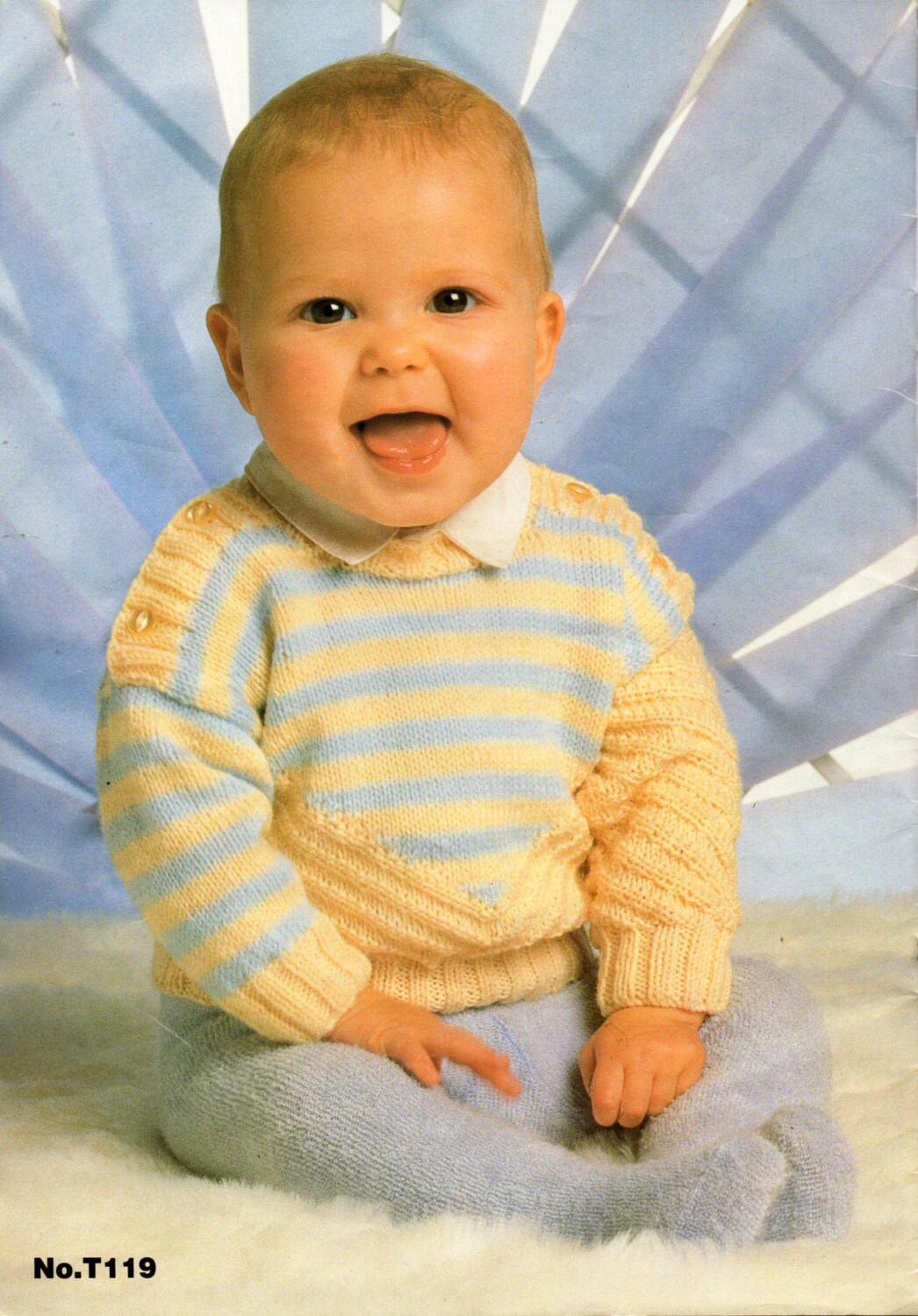 baby childrens sweater knitting pattern PDF striped jumpers button shoulder 18-26inch DK light worsted 8ply pdf instant download