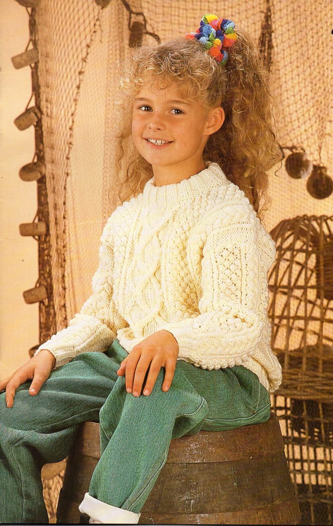Childrens Aran Sweater Knitting Pattern Pdf Childs Cable Etsy UK