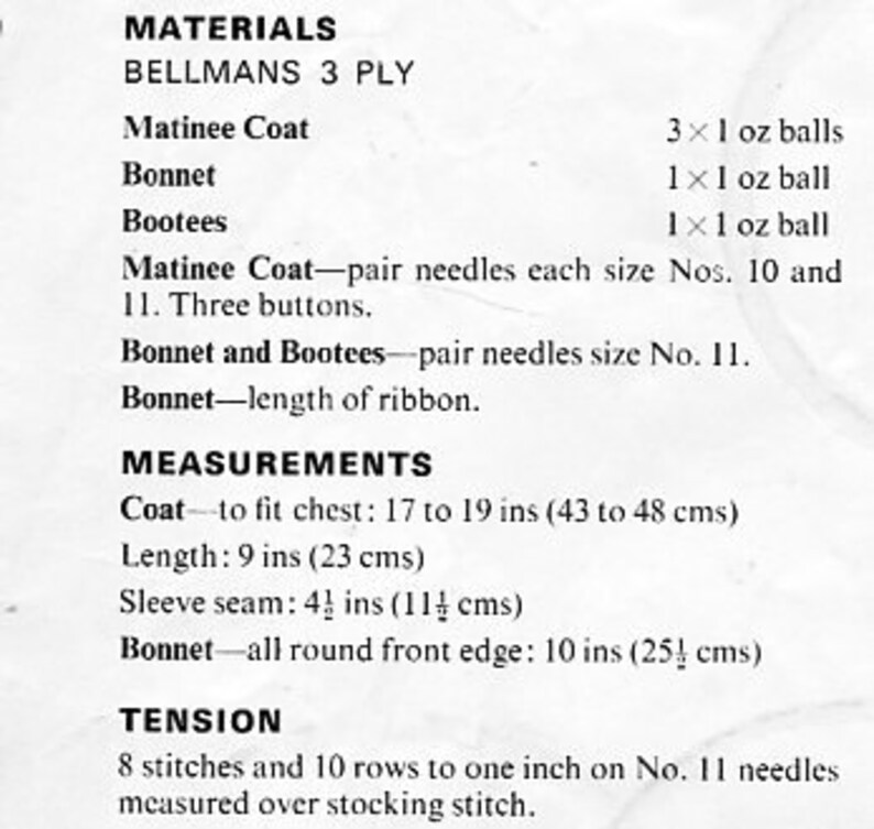 vintage baby matinee coat bonnet bootees knitting pattern pdf baby matinee jacket hat booties 17-19 3ply light fingering instant download