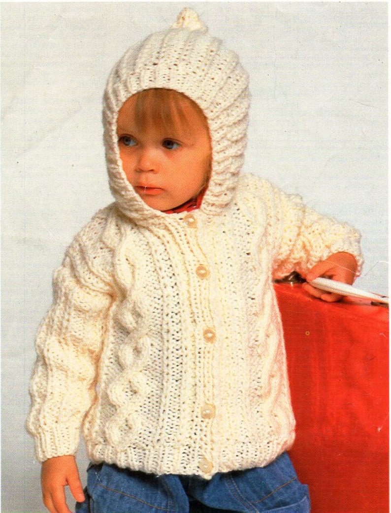 Baby / Childs Aran Jacket With Hood Knitting Pattern Pdf Aran Etsy UK