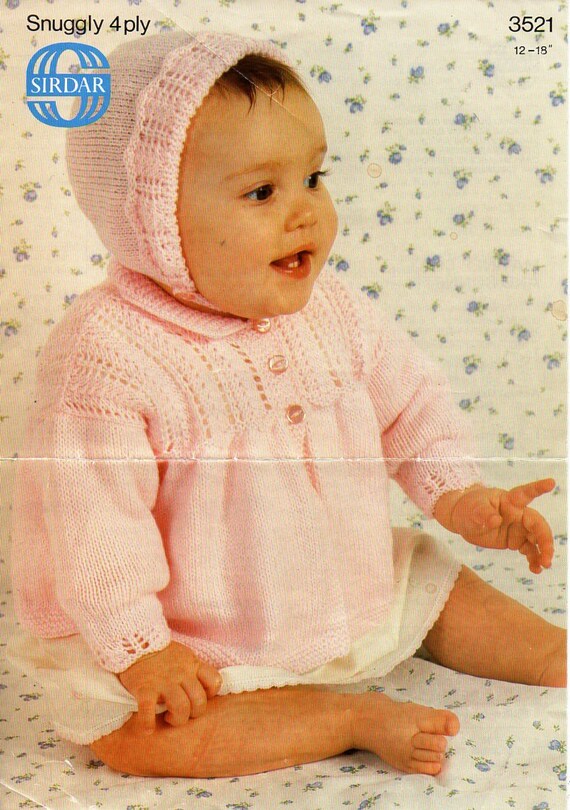R#66 Baby Boy or Girls 4ply Cardigan 18/" Knitting Pattern