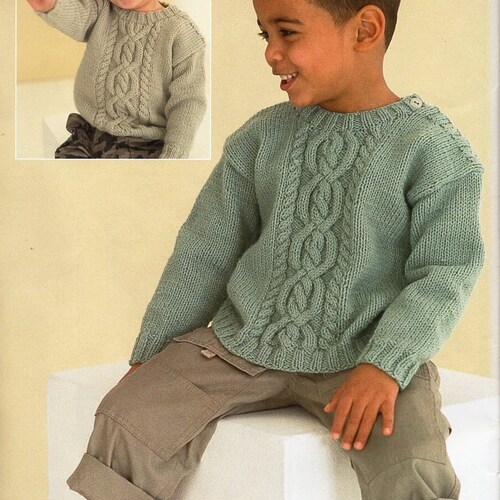 Childs Aran Sweater Knitting Pattern Pdf Childrens Aran Cable - Etsy