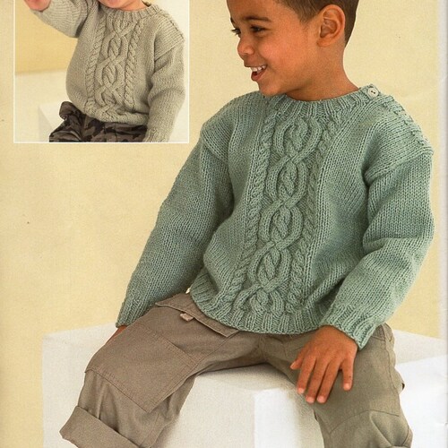 Childs Aran Sweater Knitting Pattern Pdf Childrens Aran Cable Etsy