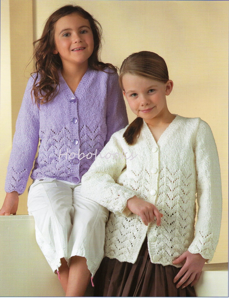 Girls knitting pattern girls cardigans girls lacy cardigans Etsy