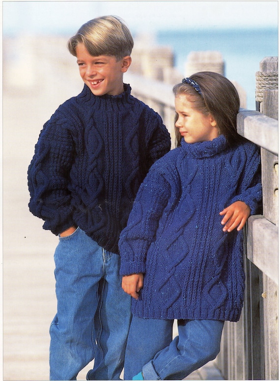 Childrens aran top jumper knitting patterns