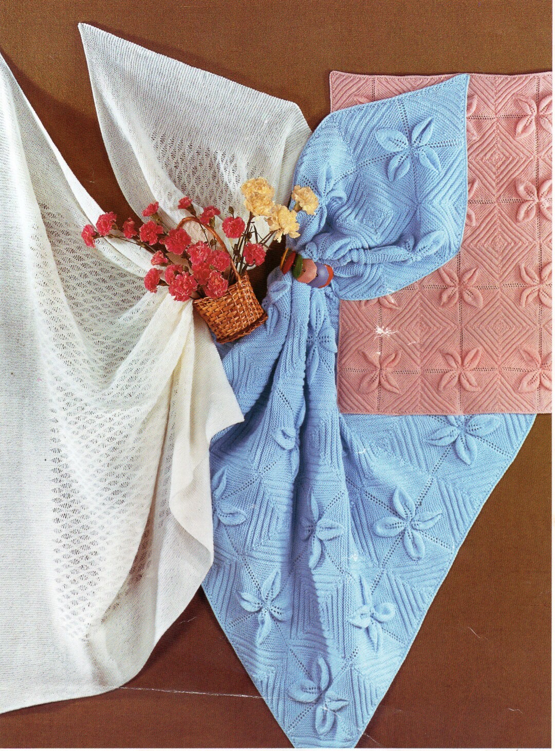 Baby Shawl Blanket Knitting Pattern Pdf 3ply Square Shawl Leaf Etsy