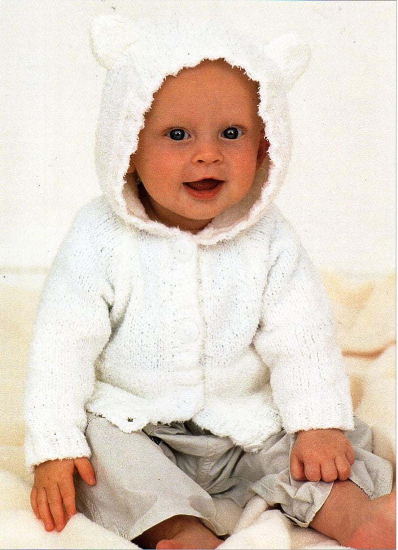 Baby Hooded Jacket With Ears Knitting Pattern Pdf Baby Etsy