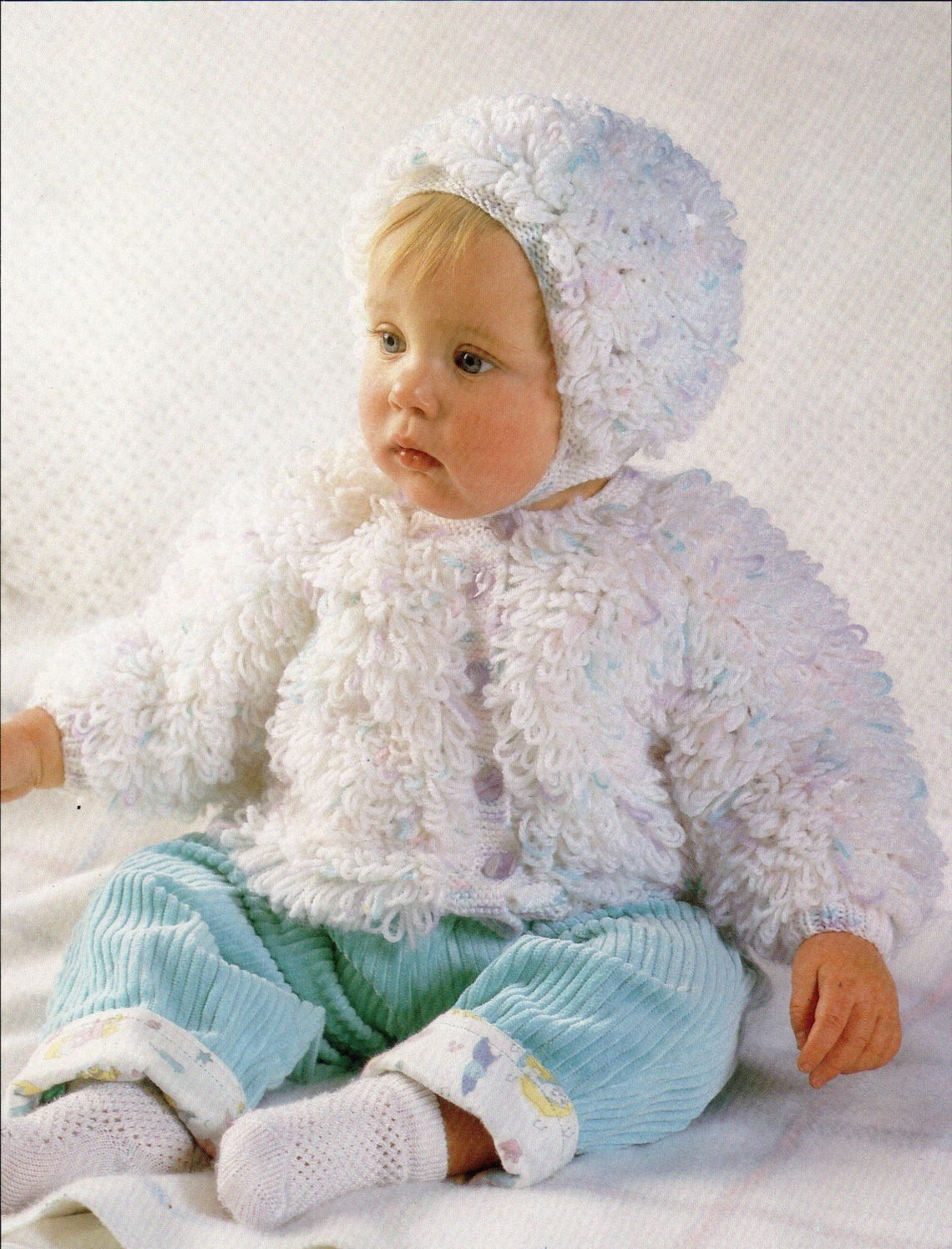 Baby Knitting Pattern Baby Loop Stitch Cardigan Baby Etsy