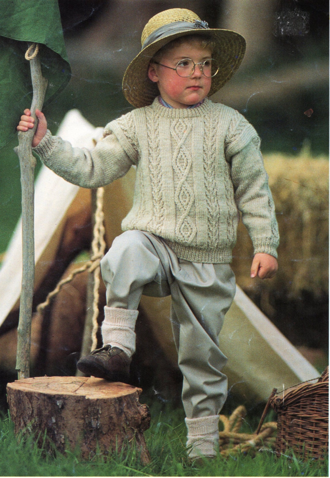 Childrens Aran Sweater Knitting Pattern Pdf Diamond Chevron Etsy UK