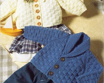 baby shawl collar jacket knitting pattern pdf childrens cardigan with collar 16-26" DK light worsted 8ply pdf instant download