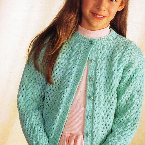 Girls Cardigan Knitting Pattern Pdf Childrens Jacket Diamond - Etsy UK