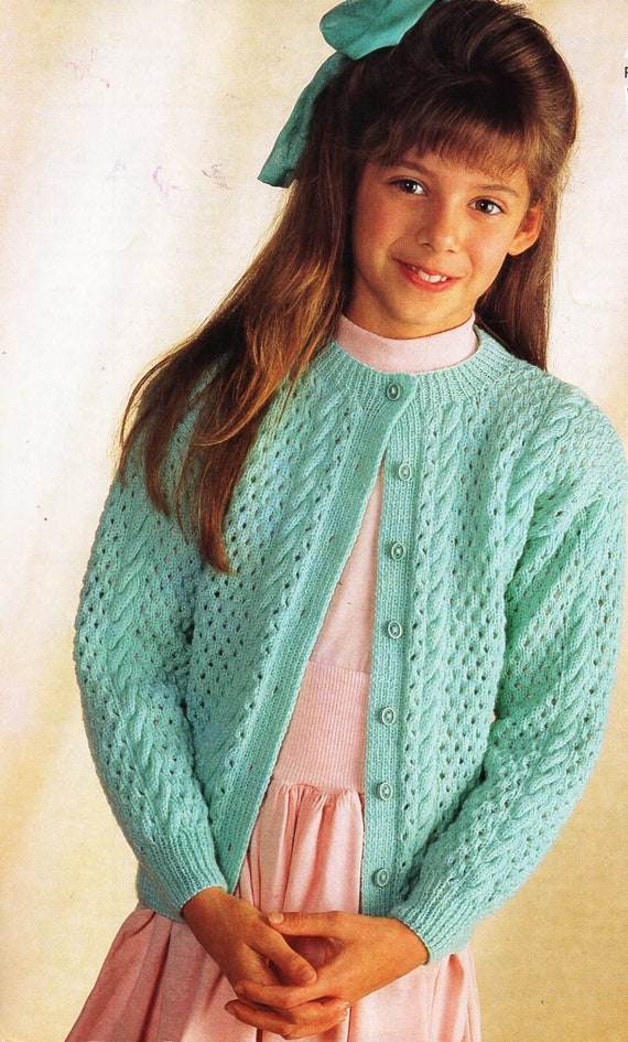 Girls cardigan knitting pattern pdf download childrens | Etsy