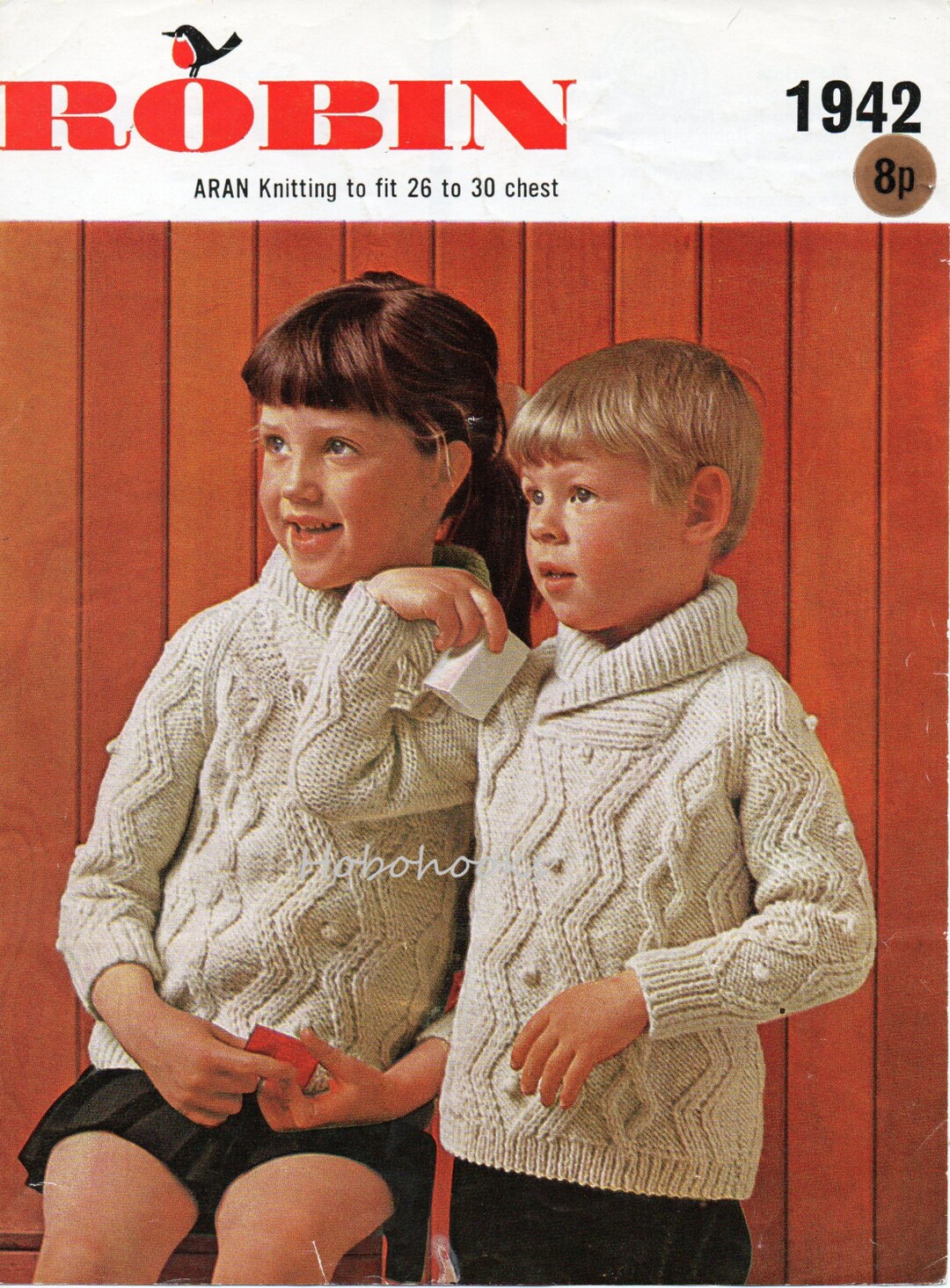 Vintage Childrens Aran Sweater Knitting Pattern Pdf Shawl Collar Cable ...