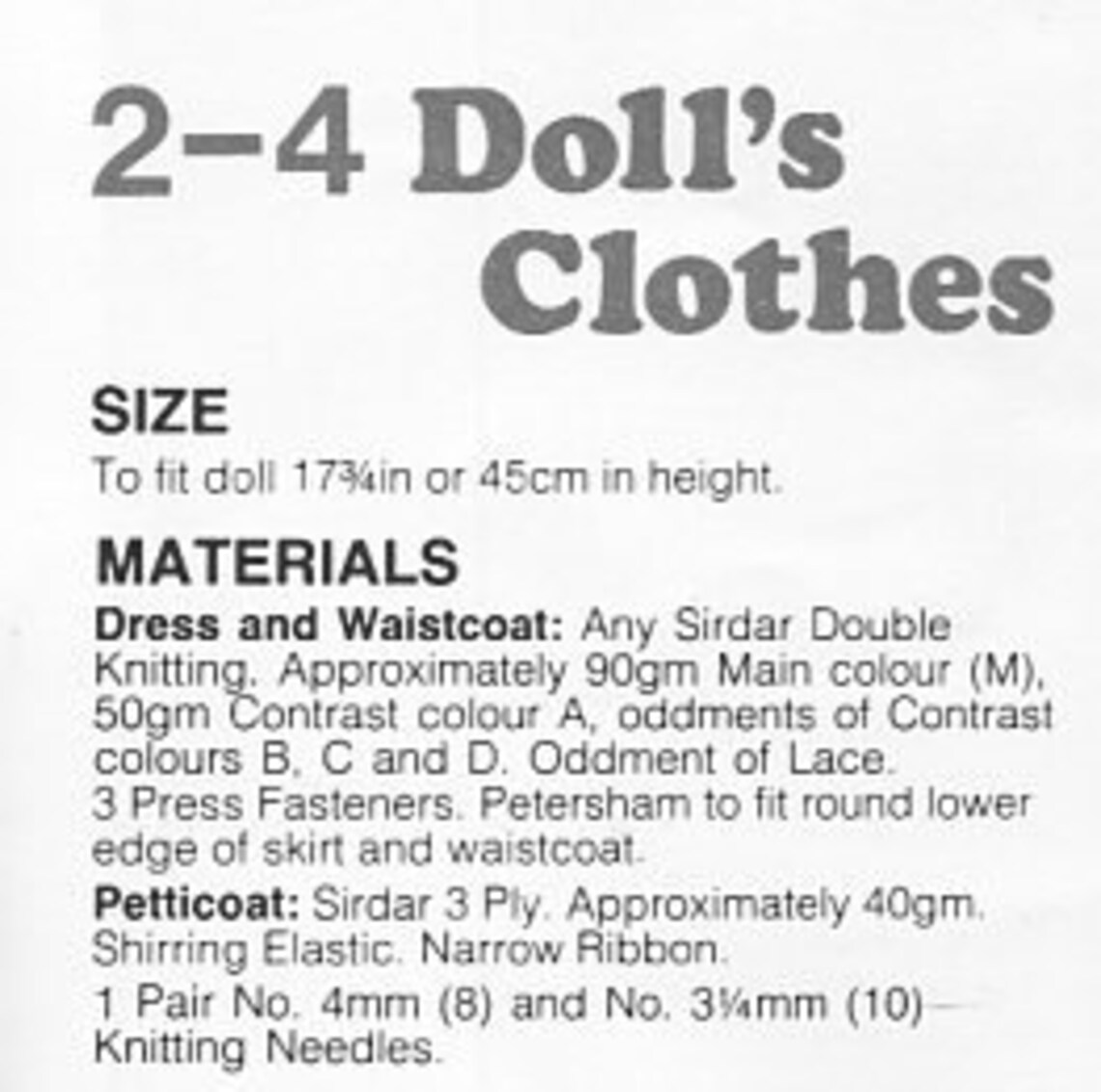Vintage Rag Doll Knitting Pattern Pdf Knitted Doll Clothes Etsy UK