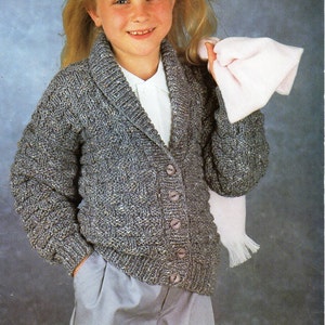 Vintage Childs / Childrens Chunky Jacket Knitting Pattern PDF Bulky ...