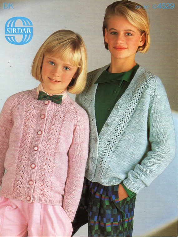 Girls Cardigans Knitting Pattern PDF DK Childrens Lace Panel - Etsy UK