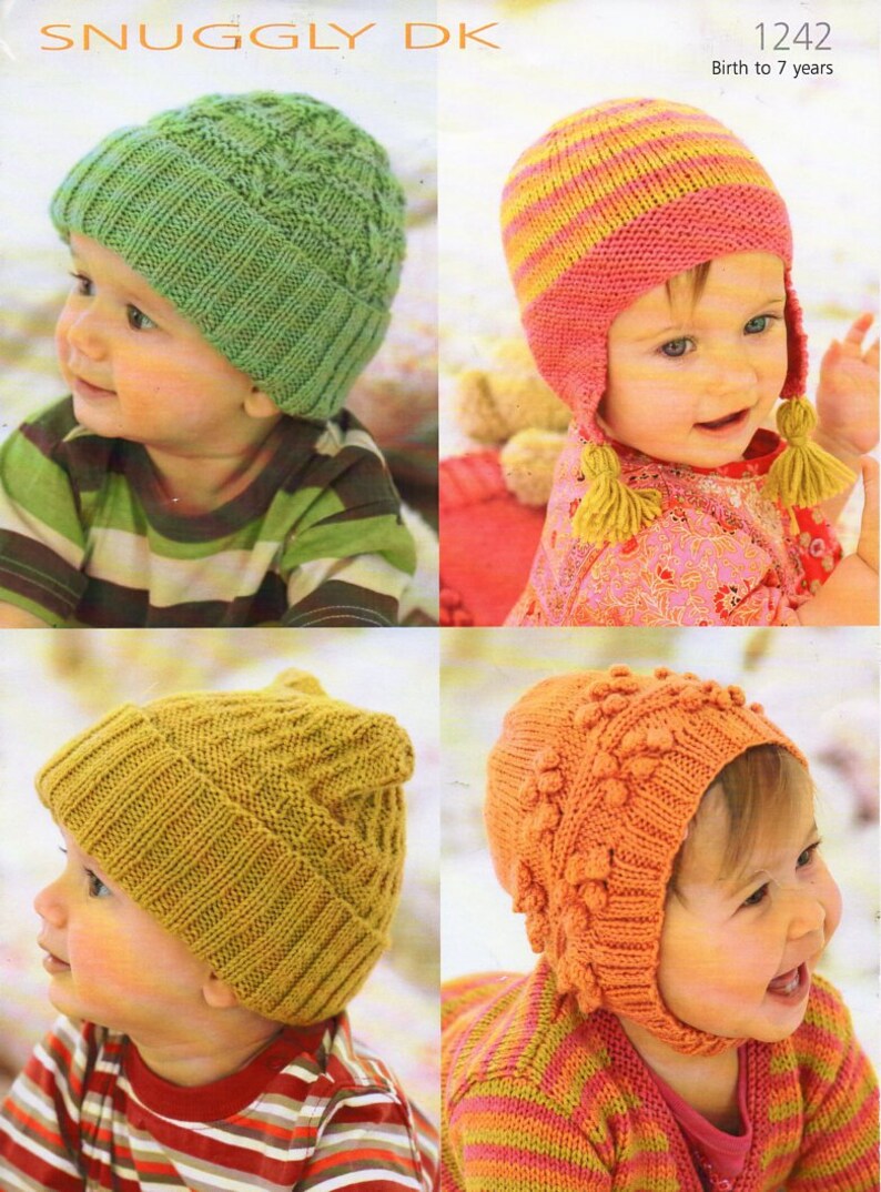 Baby Childrens Hats Knitting Pattern Pdf Caps Helmet Etsy UK