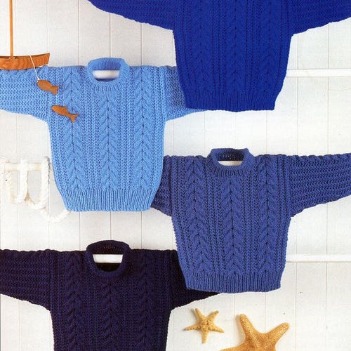 Childs Aran Sweater Knitting Pattern Pdf Childrens Aran Cable Etsy