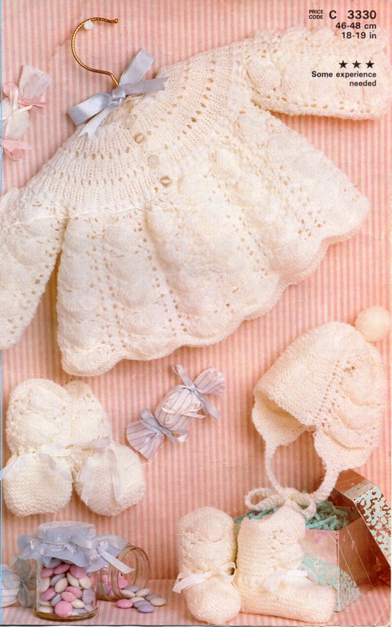 Baby 4ply Matinee Set Knitting Pattern Pdf Baby Matinee Jacket Etsy UK