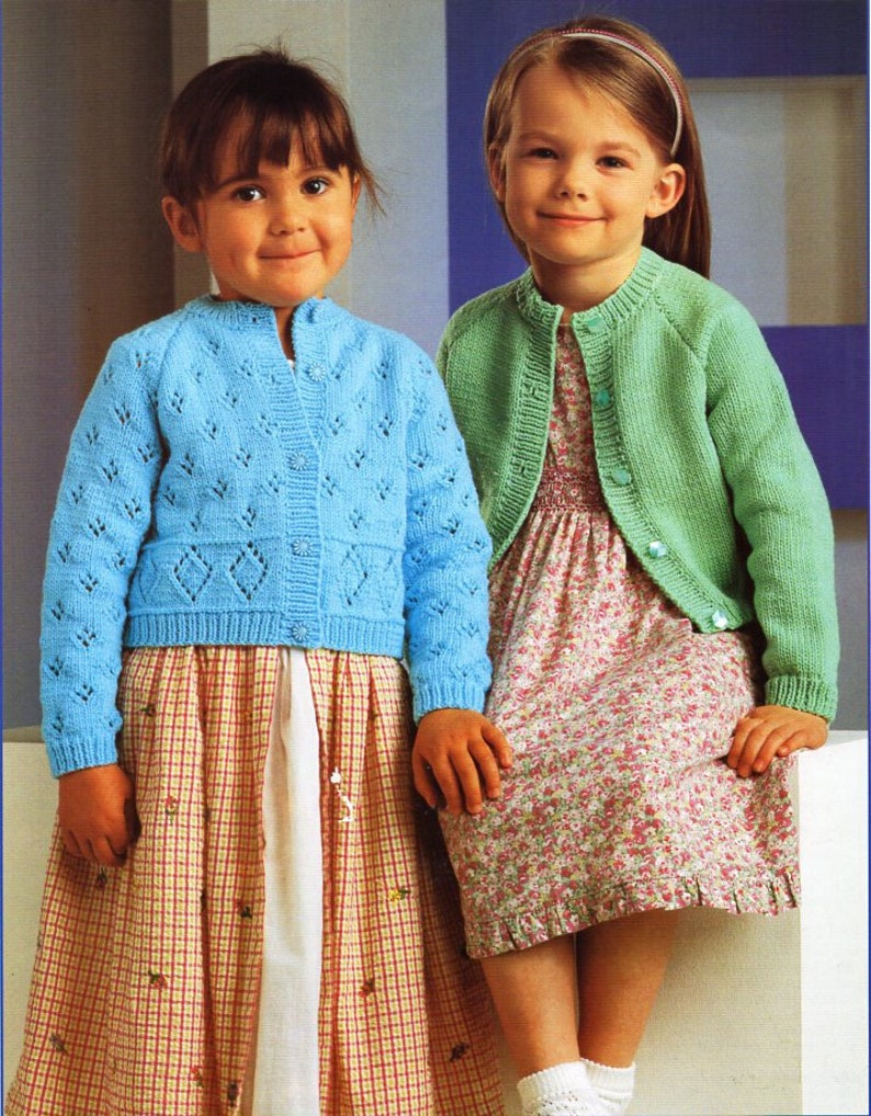 Girls Cardigan Knitting Pattern Pdf Childrens Lacy / Plain | Etsy