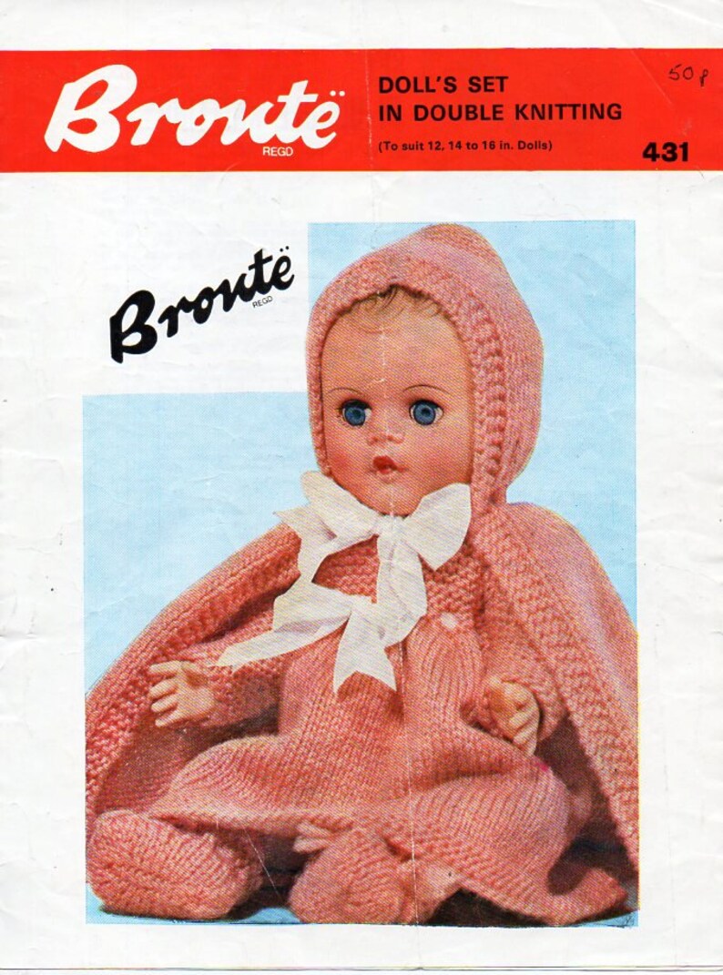 Vintage Baby Doll Clothes Knitting Pattern Pdf Baby Doll Cape Etsy