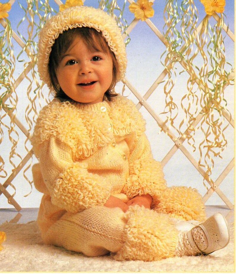 Baby Loopy Cardigan Trousers Hat Knitting Pattern Pdf Baby Etsy UK