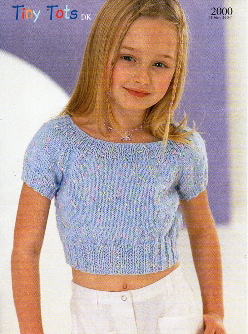 Girls Crop Top Knitting Pattern PDF Childrens Top Summer Top Etsy
