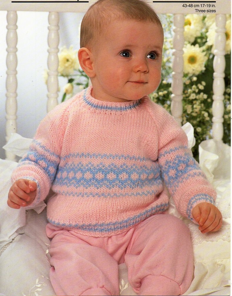 Baby fair isle sweater knitting pattern pdf DK baby fairisle Etsy España