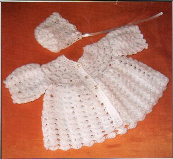 Baby Crochet Matinee Jacket Bonnet Crochet Pattern Pdf Etsy