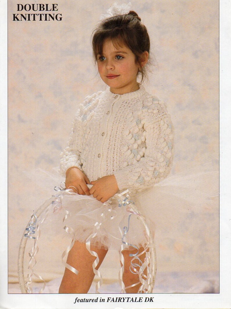 Girls Bobble Cardigan Knitting Pattern Pdf Childs Bobble Etsy