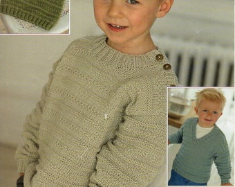 baby childrens sweater tank top knitting pattern pdf slipover v / round neck sweater 16-26 inch DK light worsted 8ply pdf instant download